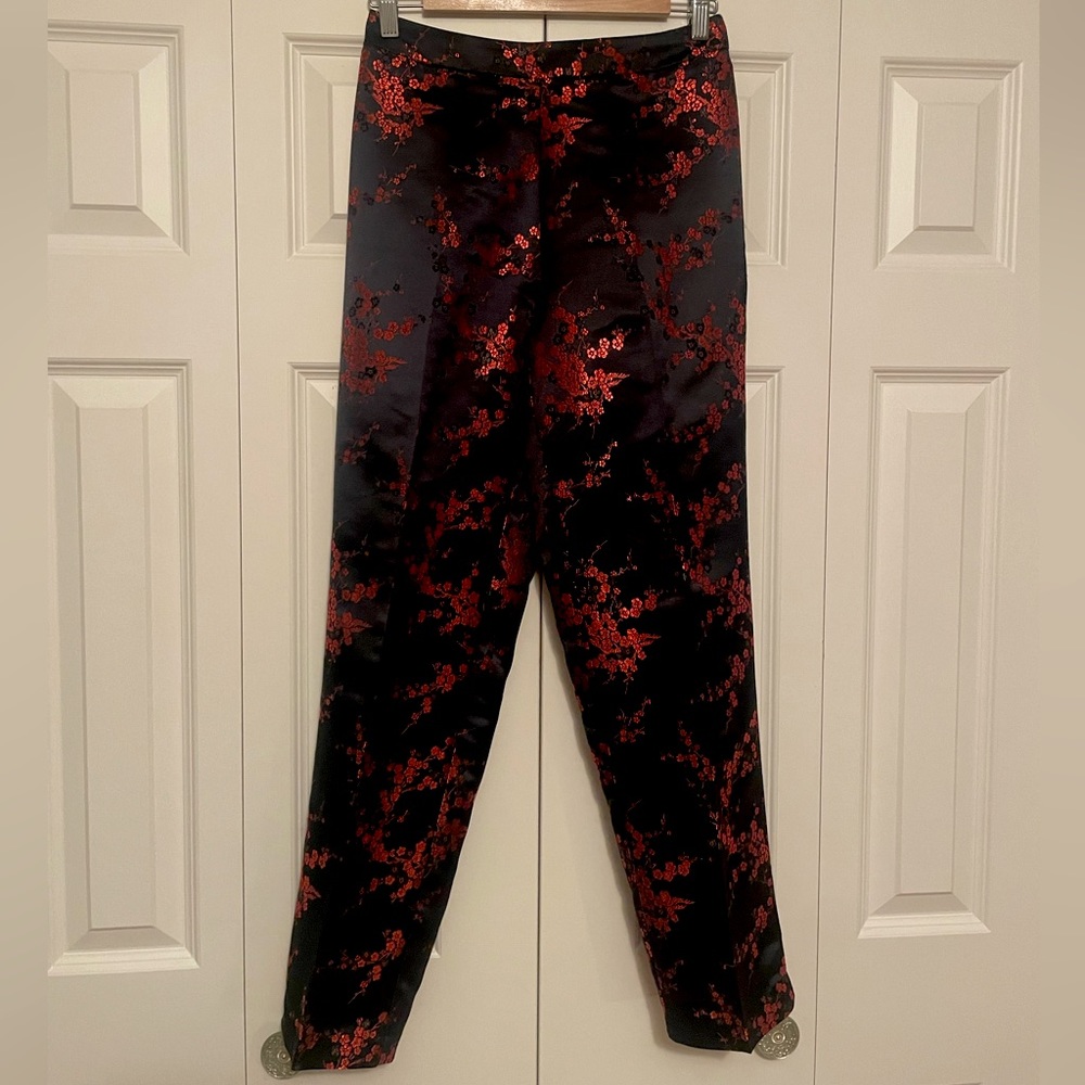 Savion Selection Red and Black Floral Pants